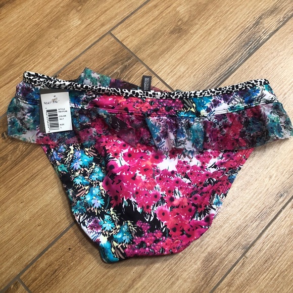 NWT Kenneth Cole Reaction ($46) BRIGHT Bikini Swim Hipster Bottom W/mesh Ruffle. - Picture 6 of 8